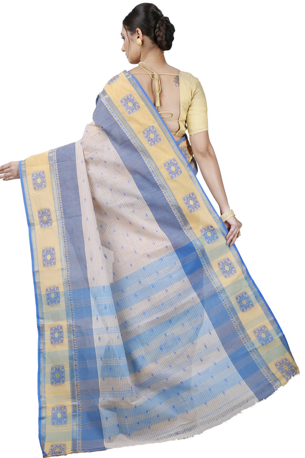 Off-White Pure Cotton Uma Tant Saree (1146)